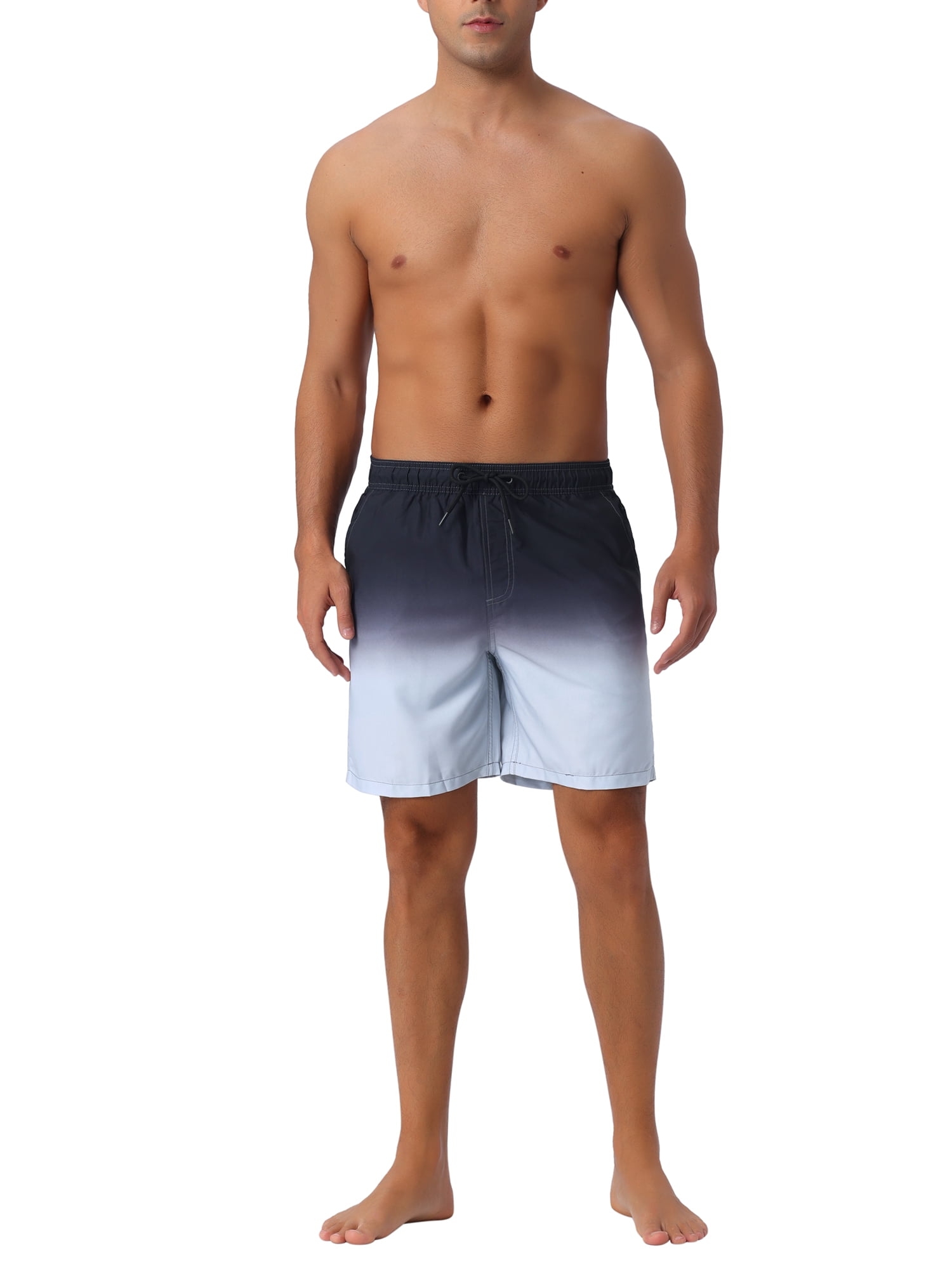 INSPIRE CHIC Father's Day Men's Gradient Color Drawstring Elastic Waist Lining Summer Swimming Trunks 32 Gray