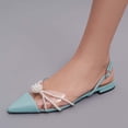 thumbnail image 4 of XYD Women Elegant Pearl Closed Pointy Toe Flats Buckled Strap Shopping Date Daily Sandal Shoes Size 5.5 Blue, 4 of 4