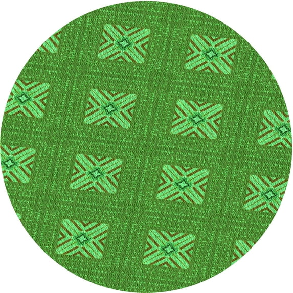 Ahgly Company Indoor Round Patterned Neon Green Area Rugs, 8' Round