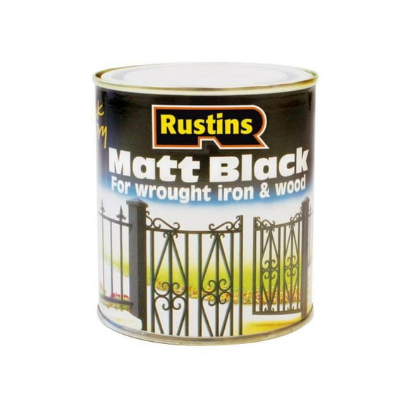 Rustins - Matt Black Paint Quick Drying 500ml