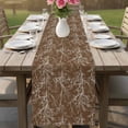 thumbnail image 4 of Brown Botanical Table Runner - 108 Inch Long Vintage Floral Plants Branch Cotton and Linen Blended Dress Scarves Farmhouse Table Runner for Kitchen Dining, Coffee Table, 13" x 108", 4 of 8