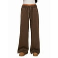 thumbnail image 2 of Pantalones Deportivos de Pierna para Mujer, Holgados, con Cordón, de Cintura Alta y Bolsillos Café L, 2 of 9