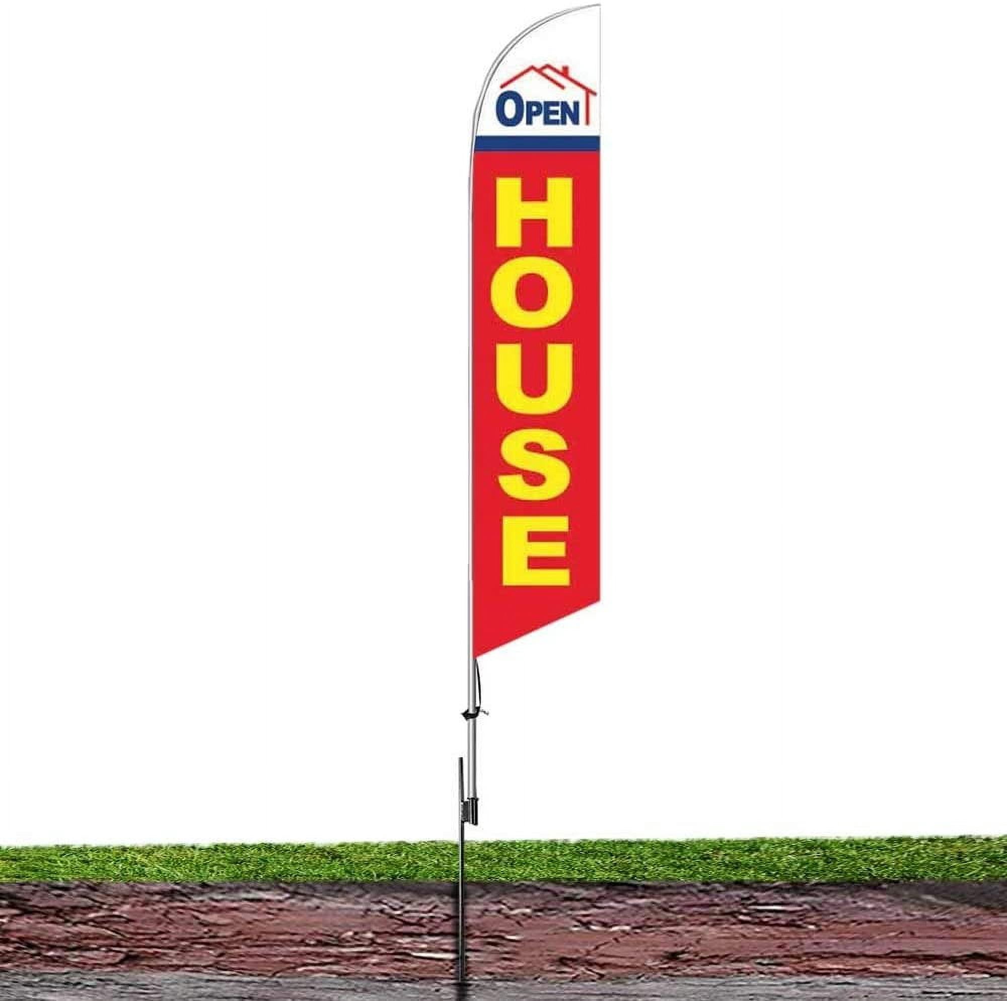 Cobb Promo Open House Red Advertising Feather Flag with Complete 15ft Pole kit and Ground Spike