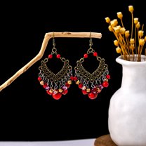 Sdmnsg-T Vintage Peacock Dangle Earrings for Women Bohemian Blue Crystal Feather Peafowl Statement Drop Dangling Stud Earring Boho Xmas Birthday Holiday Wedding Jewelry Gifts for Her Bff