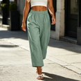 thumbnail image 6 of HomeDM Capris Pants for Women Wide Leg Pants with Pockets High Waisted Green Lounge Work Trousers Size S, 6 of 7