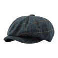 thumbnail image 3 of KDSJSXW Hat For Men Hat Men'S English Vintage Newspaper Kids' Hat Classic Plaid Driver Hat Artist Hat Hats Men (Blue,One Size), 3 of 8