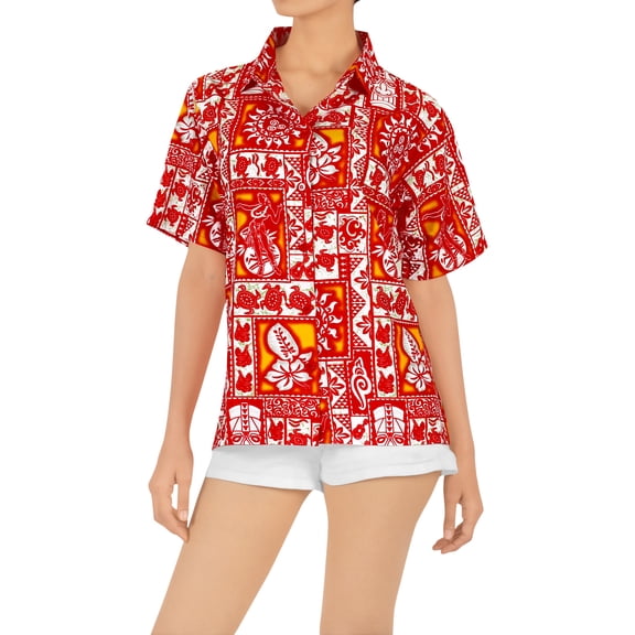 HAPPY BAY Women Hawaiian Boyfriends Shirt Ladies Beach Blouses Tops S Black_X14