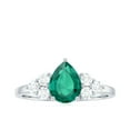 thumbnail image 4 of Rosec Jewels Lab Created Emerald Teardrop Engagement Ring with Diamond (6X8 mm, AAAA Quality Emerald), 925 Sterling Silver, US 8.00, 4 of 8