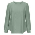 thumbnail image 7 of Eyelet Lace Sweatshirts for Women Long Puff Sleeve Crew Neck Tunic Tops Fall Fashion Trendy Solid Color Loose Casual Blouses, 7 of 7