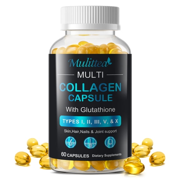 Collagen Capsules Dietary Supplement, with Vitamin A, B6,B12,D for Nails,Hair & Skin Health, 60 Count