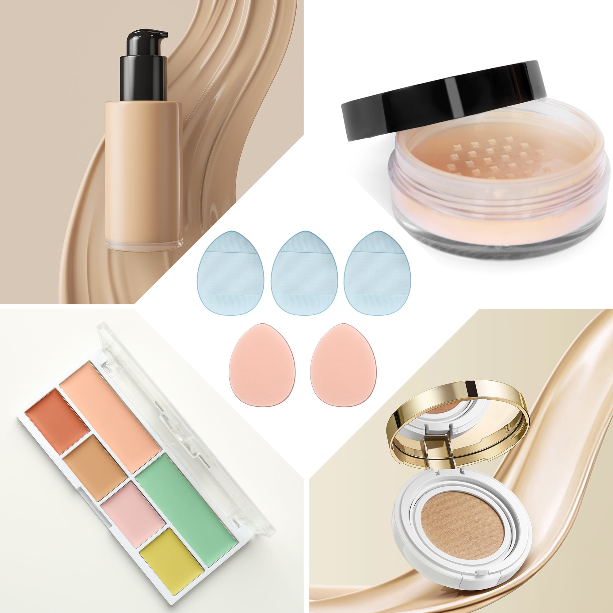 Unique Bargains 5Pcs Portable Mini Face Makeup Sponge for Bedrooms Travel Use Light Blue