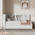 thumbnail image 3 of ﻿ Bellemave Twin Size Daybed with L-shaped Bookcases and Trundle Twin Storage Platform Bed Frame with Shelves and USB Charging Port , No Box Spring Needed (Twin, White), 3 of 11