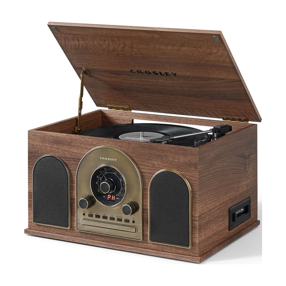 Crosley Hayes 8-In-1 Record Player with Speakers and Wireless Bluetooth- Audio Turntables