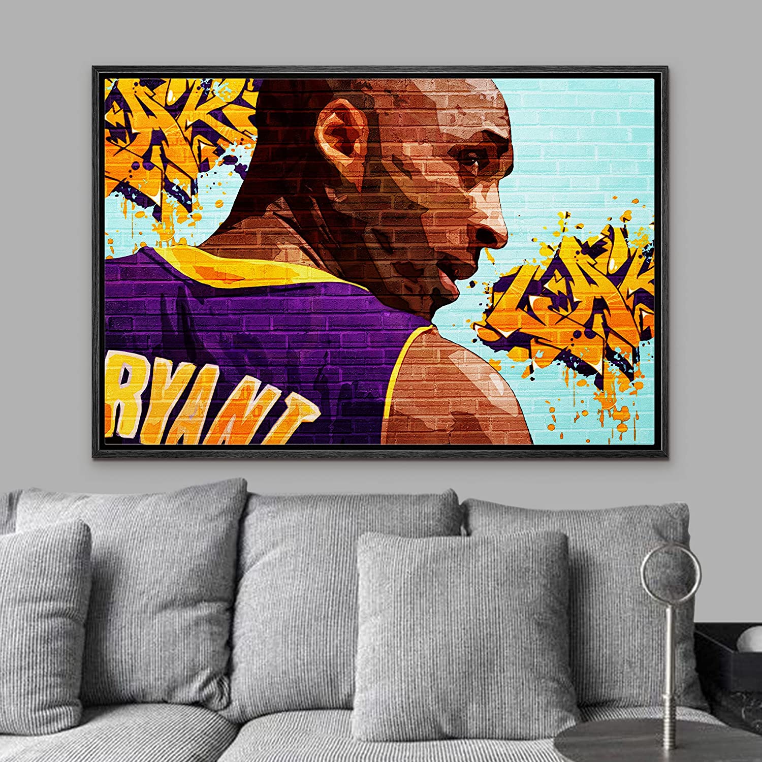 RUARTO Kob Black Mamba #24 Lakers Jersey Wall Art Poster, 16 x 20 Inspirational Basketball Poster Jersey Canvas Wall Art, Unique Gift for