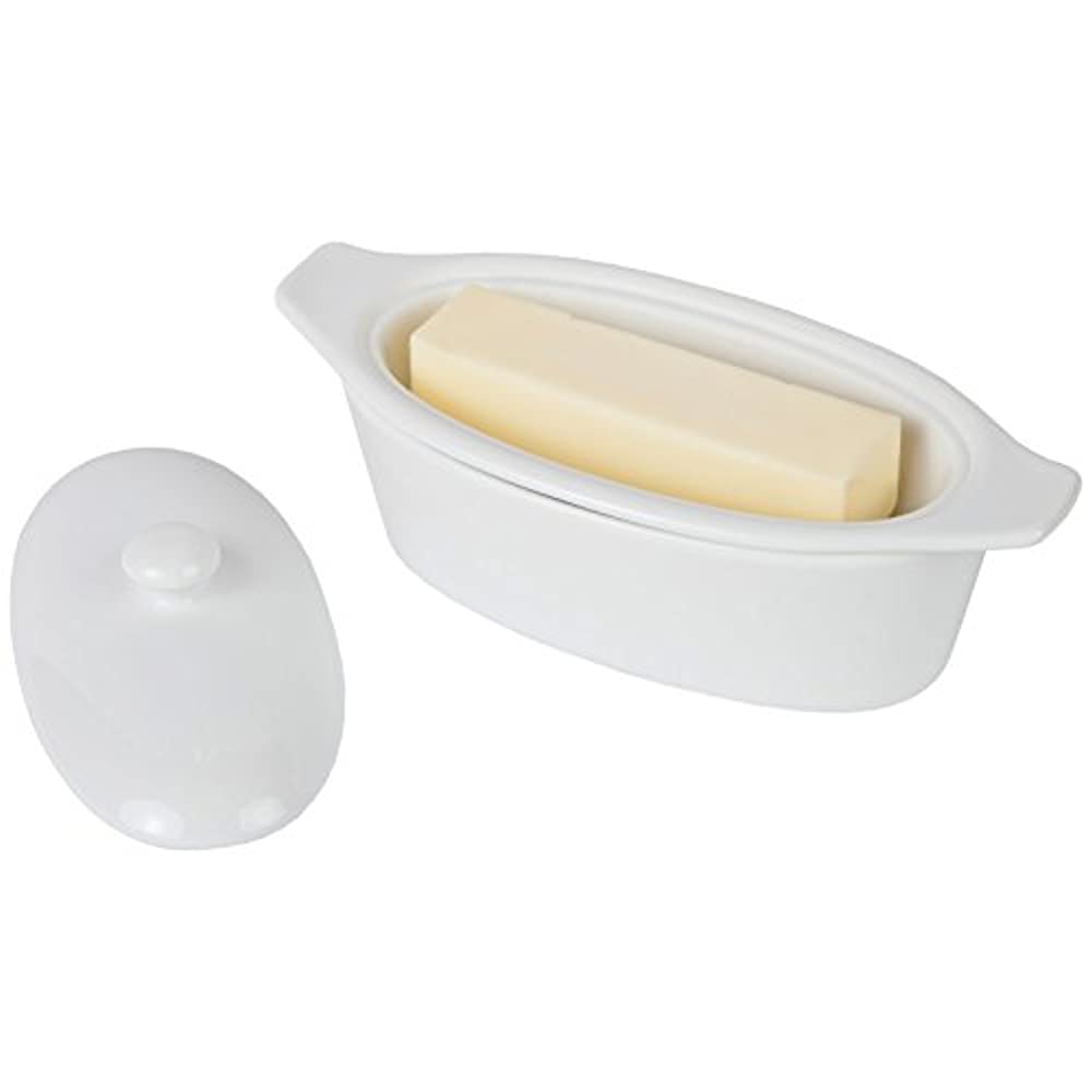 Old Home Kitchen Butter Keeper, Porcelain Butter Boat, White (Standard