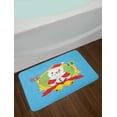 thumbnail image 2 of Christmas Bath Mat, Snowman in Santa Clothes Portrait in Circle with Bells and Gifts Cartoon, Plush Bathroom Decor Mat with Non Slip Backing, 29.5" X 17.5", Sky Blue Multicolor, by Ambesonne, 2 of 2