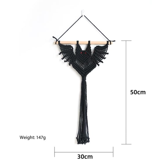 Bat Macrame, Goth Home Decor, Living Room Wall Art, Spooky Halloween, Macrame Hangers, Decoration