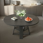 43.3-59 Extendable Round Dining Table for 4-8, Mid Century Modern Wooden Round Table with Removable Leaves Space Saving, for Kitchen Living Room