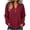 A Wine, variant on Long Sleeve Cotton Shirts Tops Women Fashion V Neck Button Solid Color Long Sleeve Pullover Top Black Xl