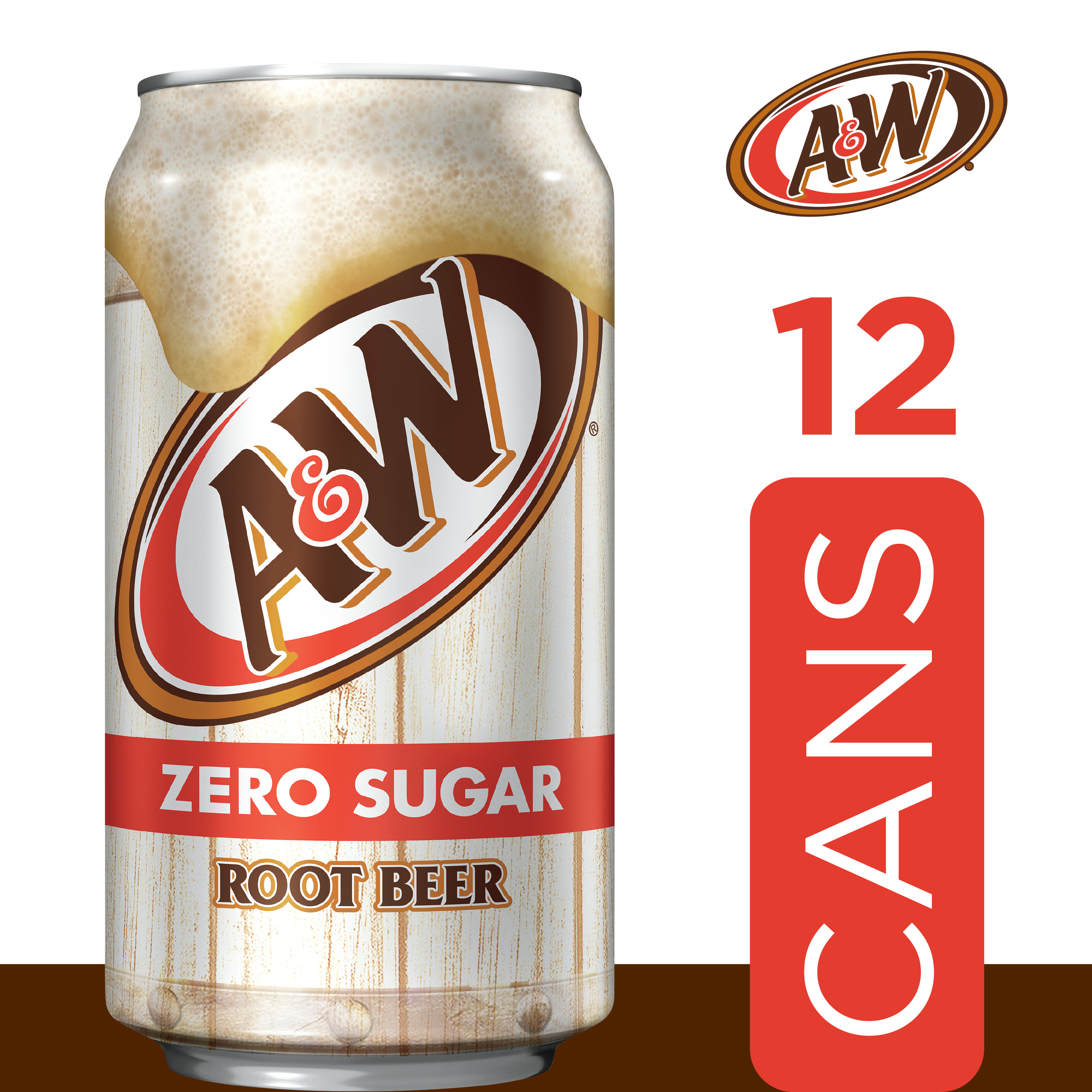 A&W Zero Sugar Root Beer Soda Pop, 12 fl oz, 12 Pack Cans - image 3 of 13