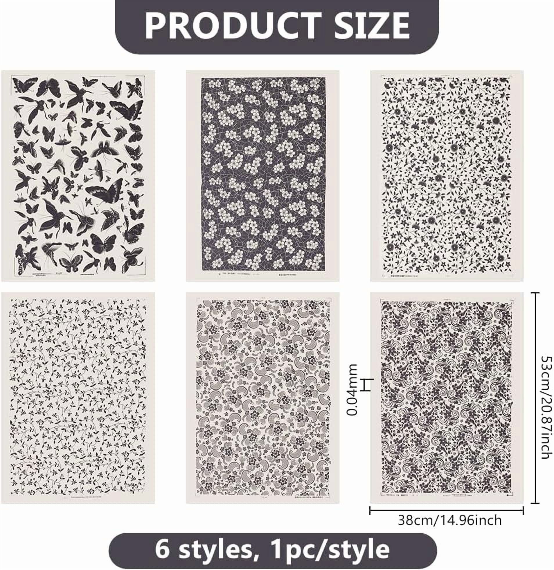 6 Styles Pottery Ceramics Clay Transfer Paper 21x15Inch Butterfly Flowers Pattern Underglaze Transfers Decals Ceramic Decals