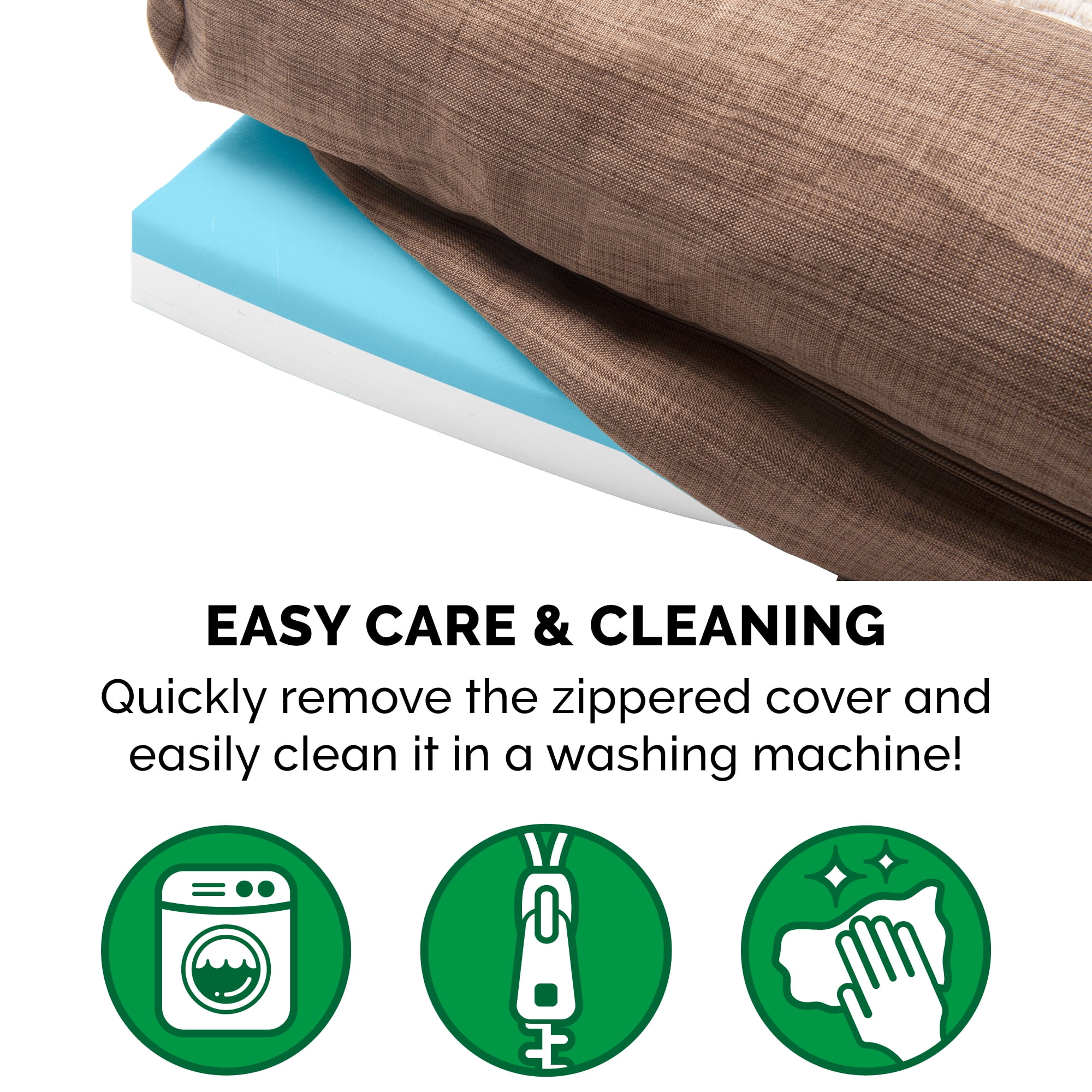 FurHaven Pet Products Luxe Fur & Performance Linen Cooling Gel Top Sofa Pet Bed for Dogs & Cats - Woodsmoke, Medium