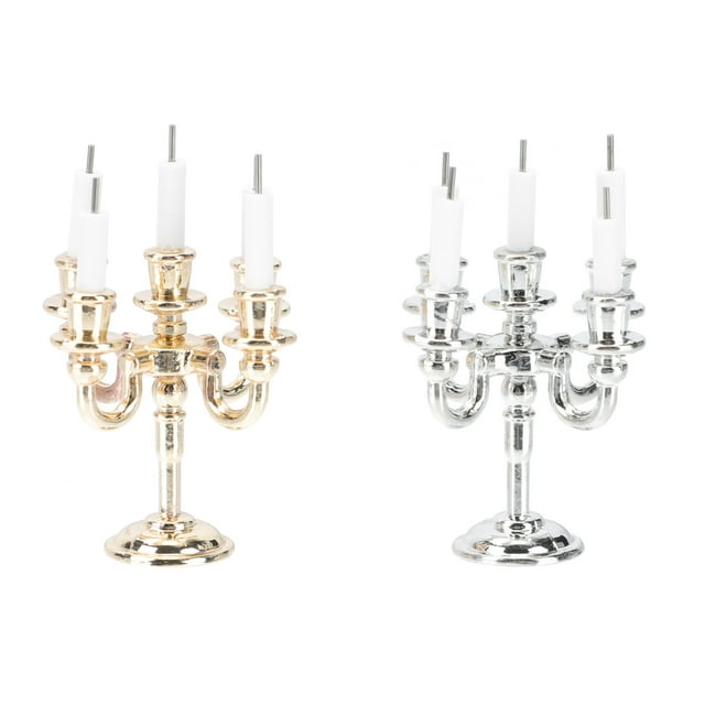 Miangastore Candle Holders Golden Dollhouse Candlesticks 2 Sets 1.8x1 In