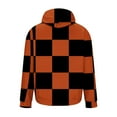 thumbnail image 4 of ZCFZJW Mens Casual Drawstring Hooded Sweatshirts Fashion Plaid Print Long Sleeve Warm Pullover Tops Trendy Oversized Baggy Hoodie Outwear Coat with Pocket Orange L, 4 of 5