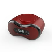 Angle View: onn. Portable Bluetooth CD Boombox with Digital FM Radio | Red