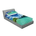 thumbnail image 2 of Ambesonne Landscape Fitted Sheet & Pillow Sham Set, Botanic Sea Mountain, Twinxl, Turquoise Blue Green, 2 of 2