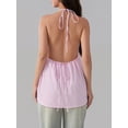 thumbnail image 6 of Biezeib Women's Summer Fashion Tank Tops Sleeveless Open Back Halter Neck Striped Peplum Tops, 6 of 6