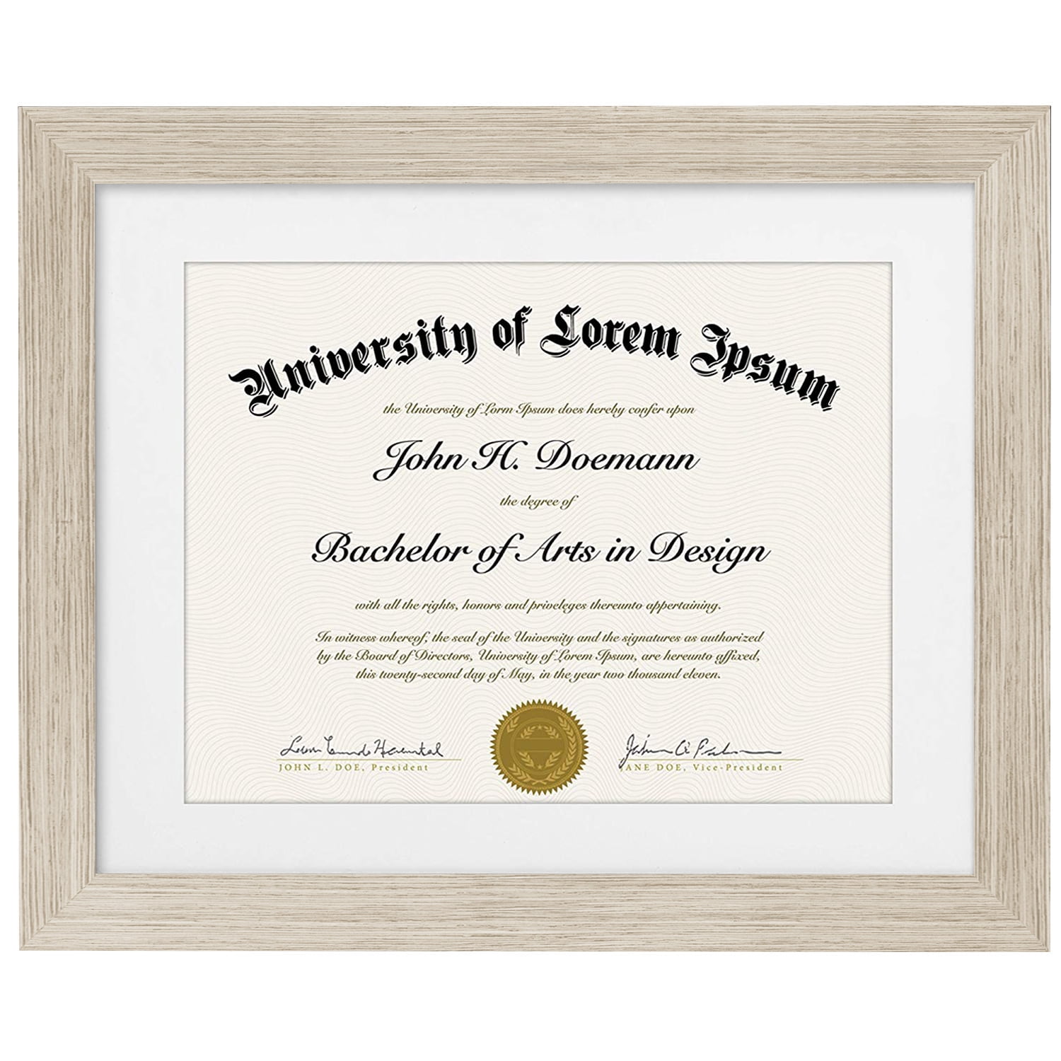 Americanflat 11x14 Drift Wood Diploma Frame - Displays 8.5x11 Diplomas with Mat or 11x14 Inch Without Mat. Shatter-Resistant Glass - Hanging Hardware Included!