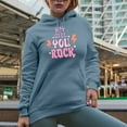 thumbnail image 2 of Distressed Hey Girl, You Rock - Retro Art Merch Gift, Light Blue Hooded Sweatshirt or Hoodie, Large, 2 of 5