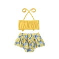 thumbnail image 3 of Blotona Toddler Baby Girls 2Pcs Swimsuit Halter Neck Sleeveless Crop Tops Cute Print Shorts Infant Swimwear Bathing Suit, 3 of 8