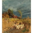 thumbnail image 2 of Tina Blau 15x17 Black Ornate Wood Framed Double Matted Museum Art Print Titled - A Brewing Storm Over Haslau, 2 of 5