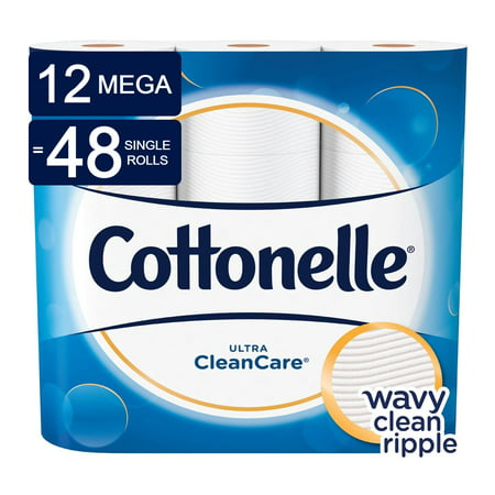 Cottonelle Ultra CleanCare Toilet Paper, 12 Mega Rolls (= 48 Regular