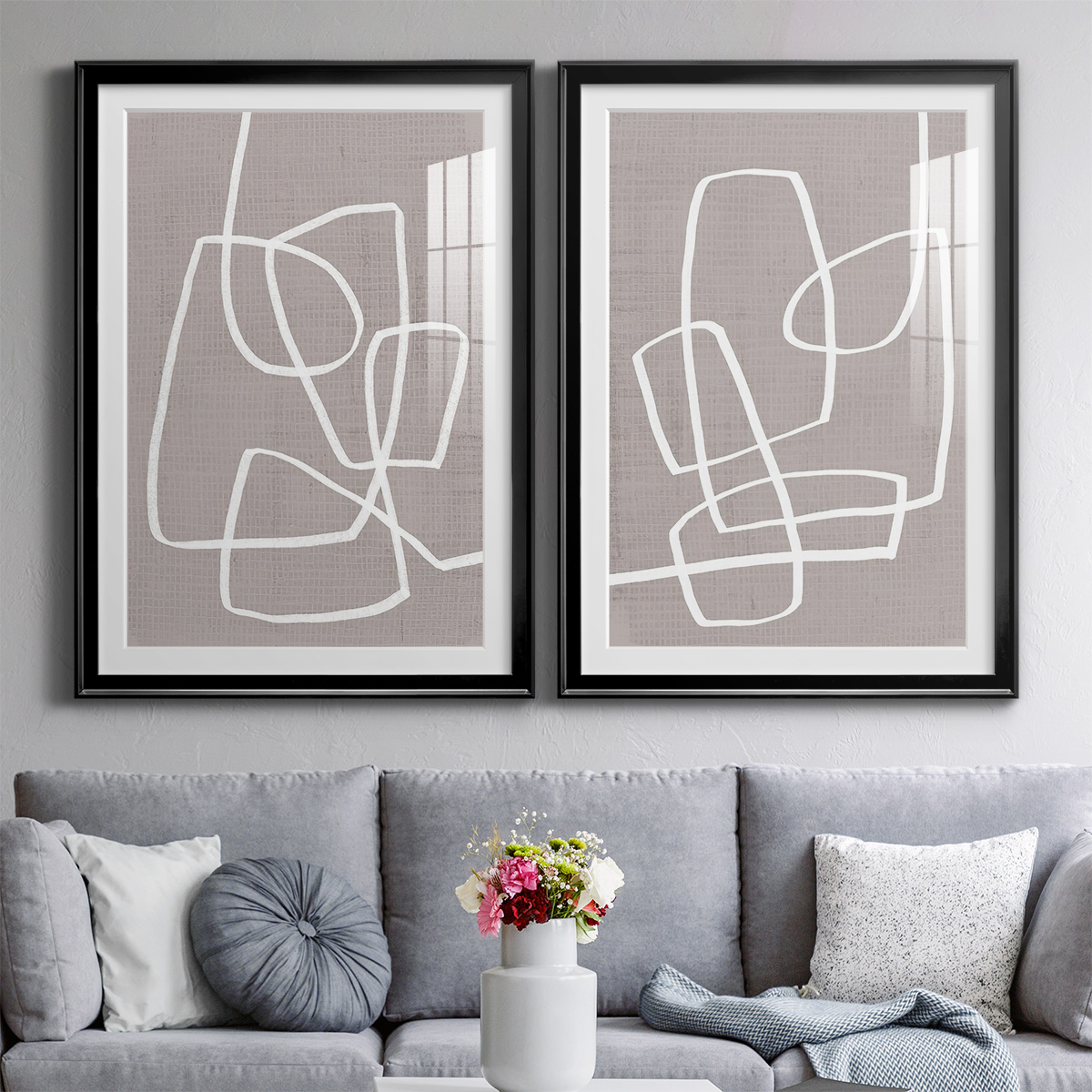 Wexford Home Linen Roundabout I Premium Framed Print, 22.5" x 30.5" - Ready to Hang, Black (Set of 2)