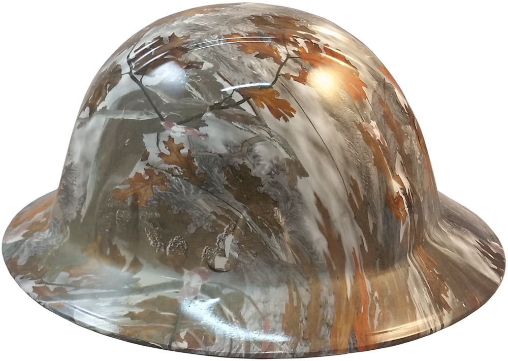 Winter Camo Hydro Dipped Hard Hats Full Brim Style Design