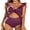 Fuchsia, variant on Womens Ruffle Cutout One Piece Swimsuits High Waisted Monokini Swimwear Wrap Tie Back Bathing Suits