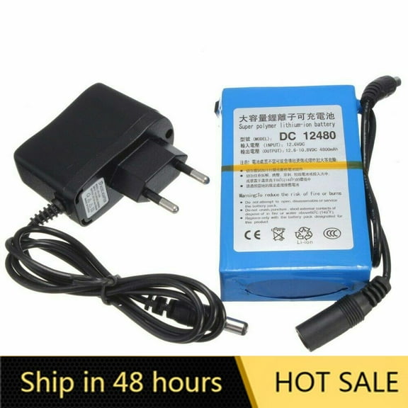 US STOCK 4800mAh DC 12V Super Rechargeable Li-ion DC12480 Battery Pack for CCTV Cameras Brand New