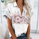 thumbnail image 2 of Mujeres Pantalones Cortos Impresos Manga Corta con Cuello en V Blusa Superior, Casual Y Elegante Corto para las Mujeres Verano Casual, 2 of 5
