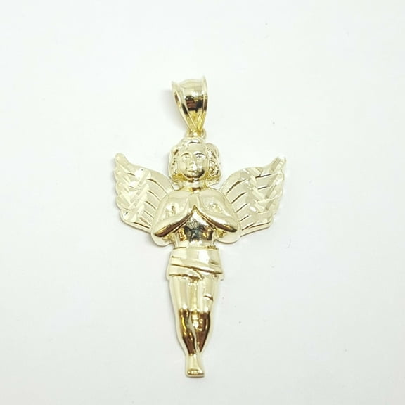 New 10k yellow Gold full body angel Pendant charm fine gift jewelry unisex 3.2g