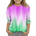 thumbnail image 2 of Fjofpr Girls Clothes under $5.00 Girls Clothes Size 7 under $5 Summer And Spring Toddler Girls Kids Fashion Children Round Neck 3/4 Sleeve Printing T-Shirt Blouse (3-12 Years), 2 of 5