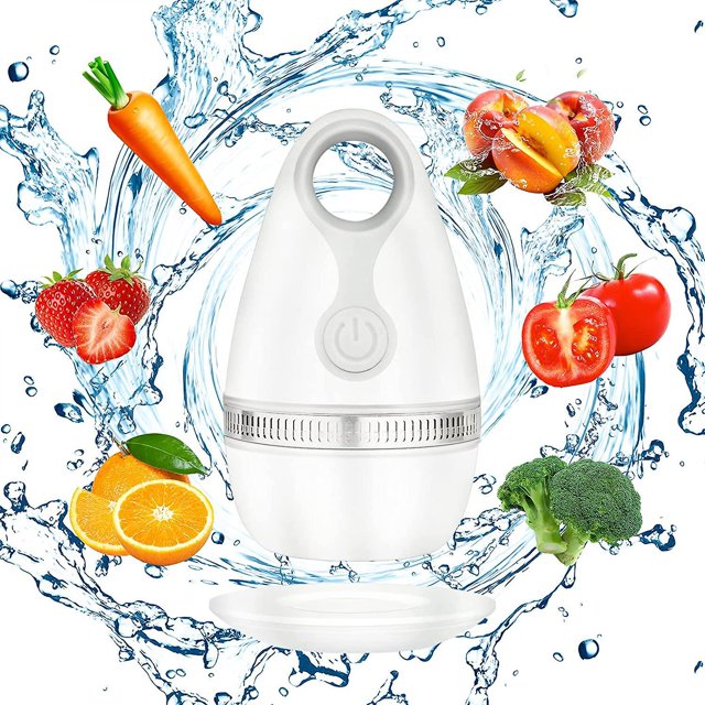 Limpiador portátil de frutas y verduras, limpiador inalámbrico de frutas y verduras, limpiador de vajilla, color blanco