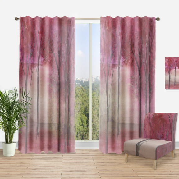 Designart 'Shabby Pink Under the Trees' Shabby Chic Curtain Panel