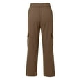 thumbnail image 4 of DENGDENG Brown Cargo Pants Women Petite High Waisted Casual Hiking Pants Lightweight Dress Parachute Pants with Pockets Plus Size Y2k Streetwear Long Wide Leg Trousers Brown L, 4 of 6