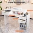thumbnail image 4 of Ktaxon Nail Desk with Dust Collector, 47" Manicure Table with Storage Drawers & Glass Cabinet for Home Salon, White, 4 of 7