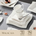 thumbnail image 6 of MALACASA, Series Amparo, 60-Piece Porcelain Dinnerware Set, Ivory White Dinner Set, Service for 12, 6 of 8