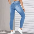thumbnail image 5 of LWavelet Womens Skinny Ripped Cropped Jeans High Waisted Daily Casual Denim Pants Light Blue M, 5 of 6