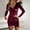 Red, variant on Dresses for Women 2025,Long Sleeve Dress Women's Solid Color Pleated Long Sleeve V Neck Velvet Dress Bodycon Dresses,Petite Dresses,Red Dress,Mini Dress M